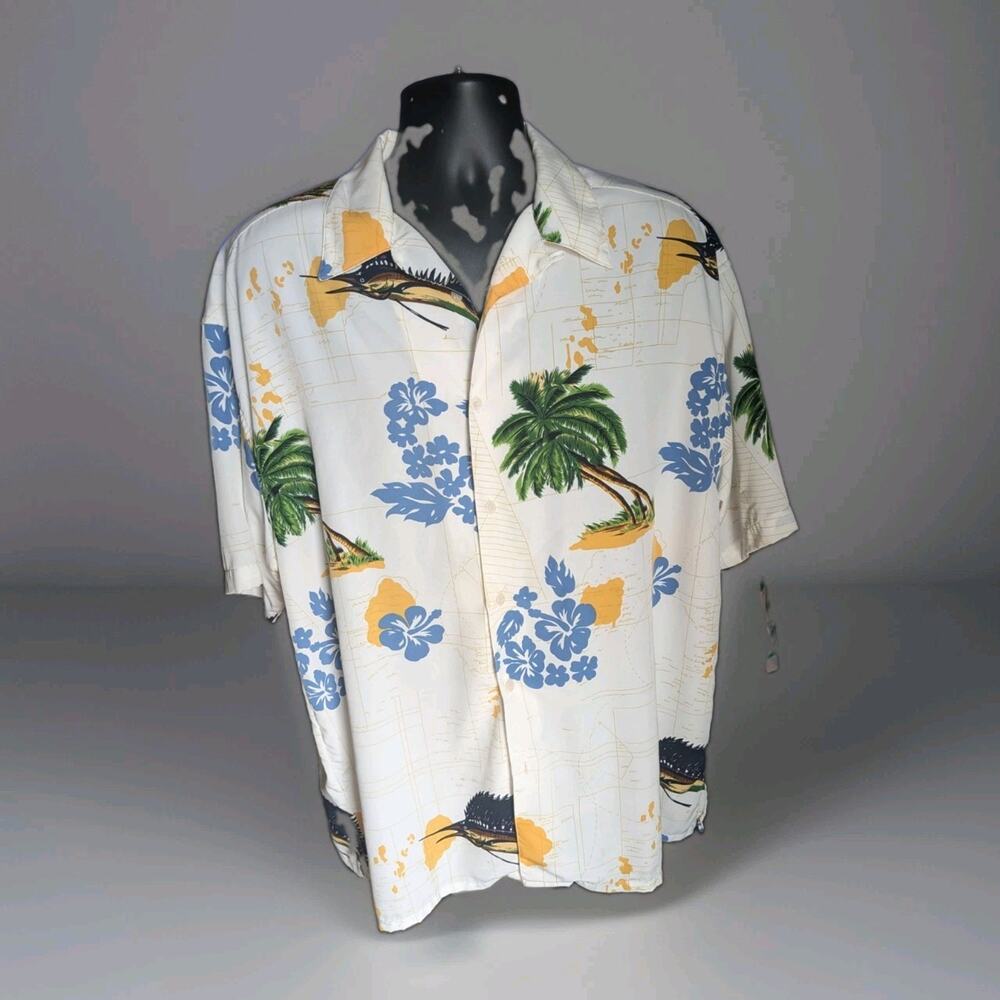Box Office Island Hawaiian Shirt Mens XL Marlin Sailfish Aloha Camp Tropical